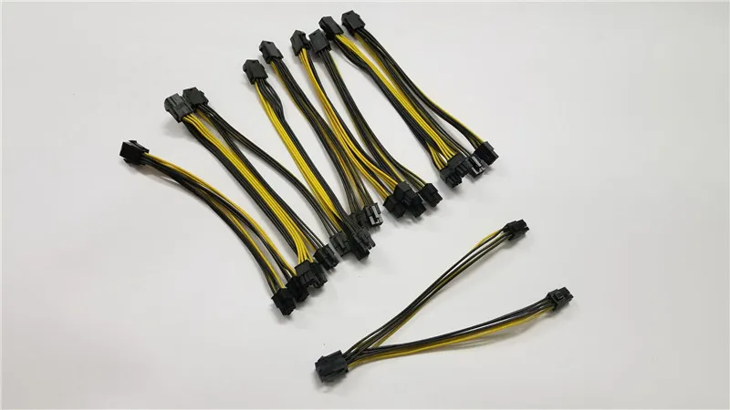 

10Pcs The PCI-E Express 6Pin Turn to 6Pin + 6Pin Power Supply Connect Miner Mining Wire For BTC LTC DASH Miner