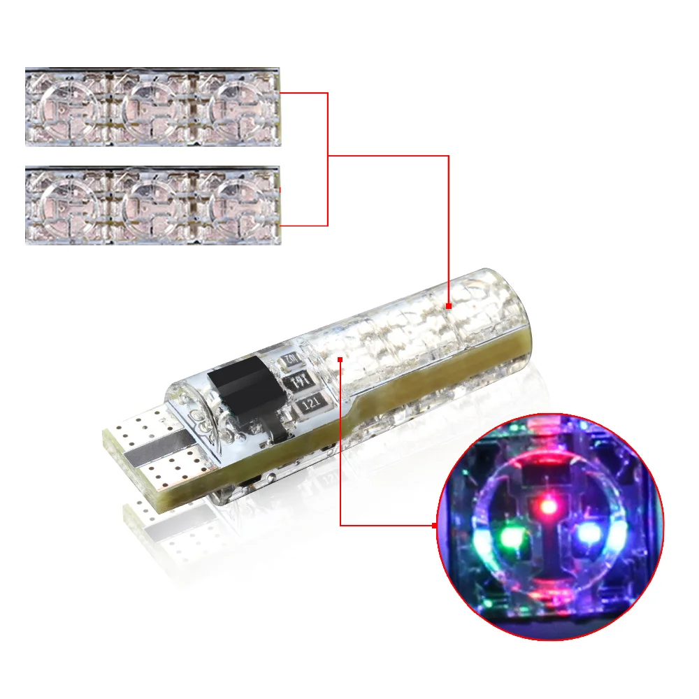 Светодиодные лампы T10 RGB W5W 194 168 с дистанционным управлением светодиодные чипами