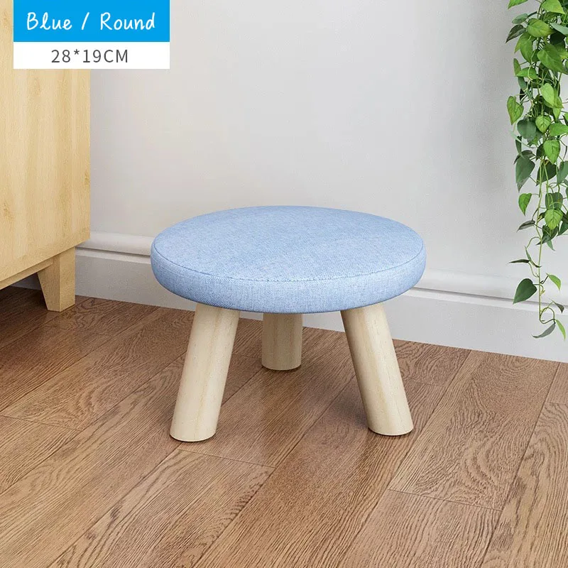 Light Blue Round IdYllife детский стул для детей деревянный моющийся съемный маленький стул для ног Сменная обувь пуфик дверной проем круглый квадратный - Цвет: Light Blue Round