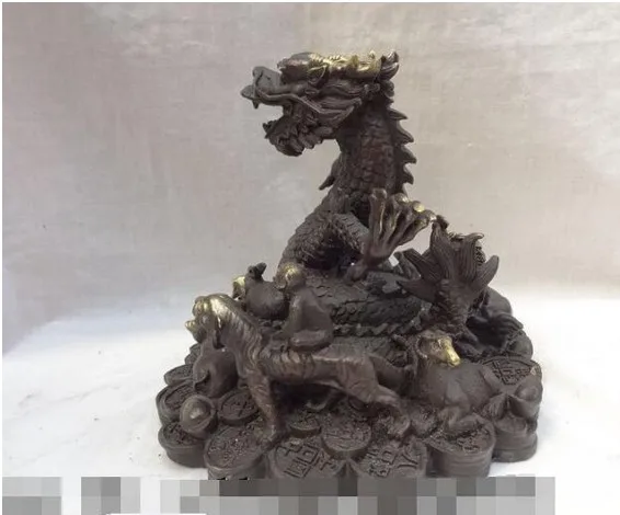 YM 322 8 дюймов китайская мечта о богатстве дракон YuanBao статуя в виде обезьяны тигра