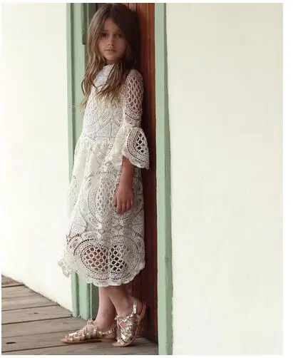 Girl's Fashion Long Princess Dresses 2017 Autumn Sleeve Lace Vintage A-line Preppy Style Kids Party dress Children's Dress | Детская
