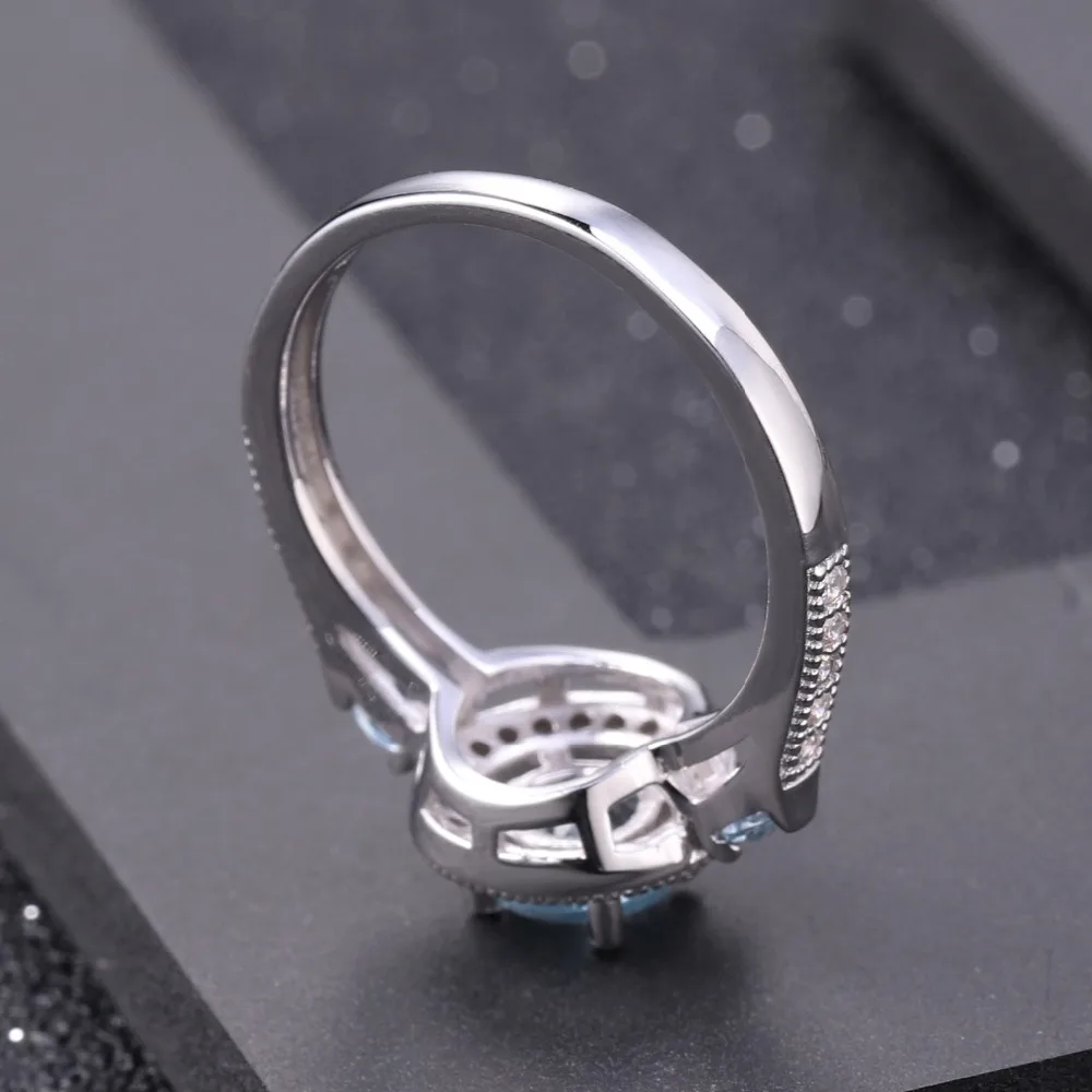 GEM'S BALLET 1.05Ct натуральный голубой топаз драгоценный камень кольцо 925 пробы серебро обручальные кольца для женщин хорошее ювелирное изделие