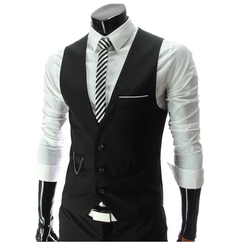 Hot Sale! 2021 Autumn Men's Slim Fit Dress Suit Vest Waistcoats Men Gilet Colete Fashion chaleco Hombre Brand New | Мужская одежда