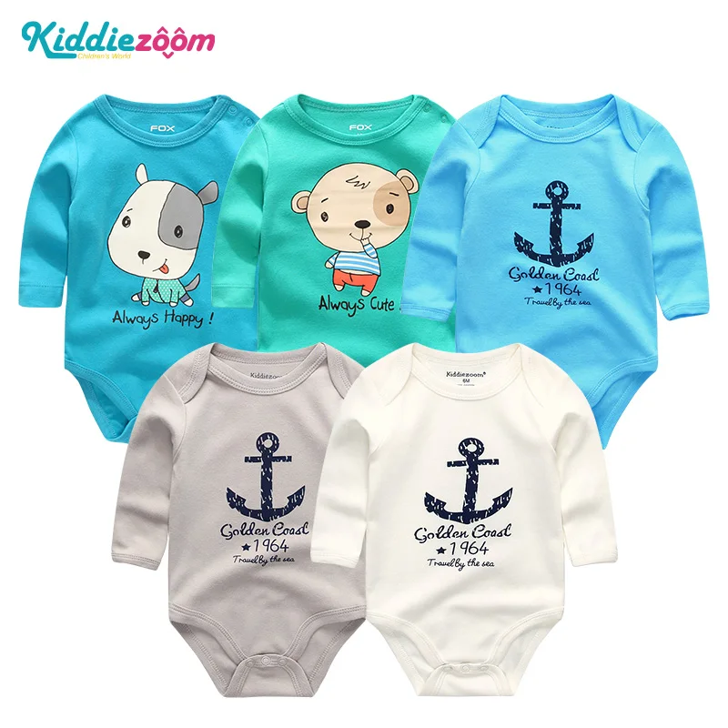 2018 Baby Girl Clothes 5pcs Clothing Sets Cotton Long Sheeve Newborn Boy Rompers Summer 0-12M Pajamas Roupa de bebe | Детская одежда и