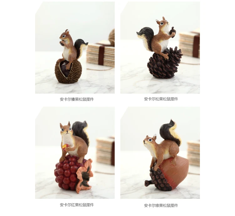 

2 PCS American country squirrel decoration simulation resin animal creative gift home living room decoration crafts