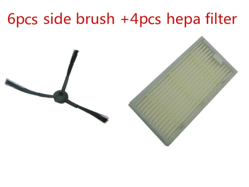 4 HEPA фильтра + 6 боковых щеток (3 л 3 р) Для Ecovacs Dibea X500 X580|hepa filter|side brushhepa hepa |