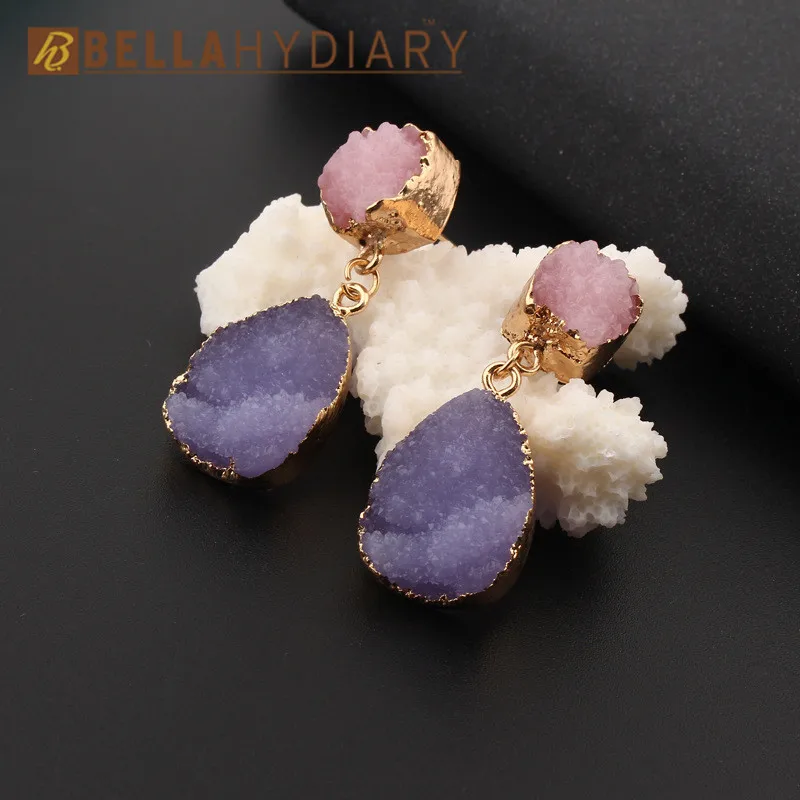 Bijoux Необычные корейские свадебные серьги из смолы Druzy, висячие серьги для женщин, ювелирное изделие, массивные Подарки для женщин, аксессуары Brinco