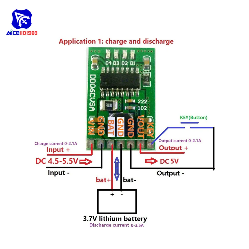 Diymore DC 5 В 2.1A 3,7 в 18650 литий-ионная литиевая батарея зарядная плата зарядка разрядка батареи Защитный индикатор модуль