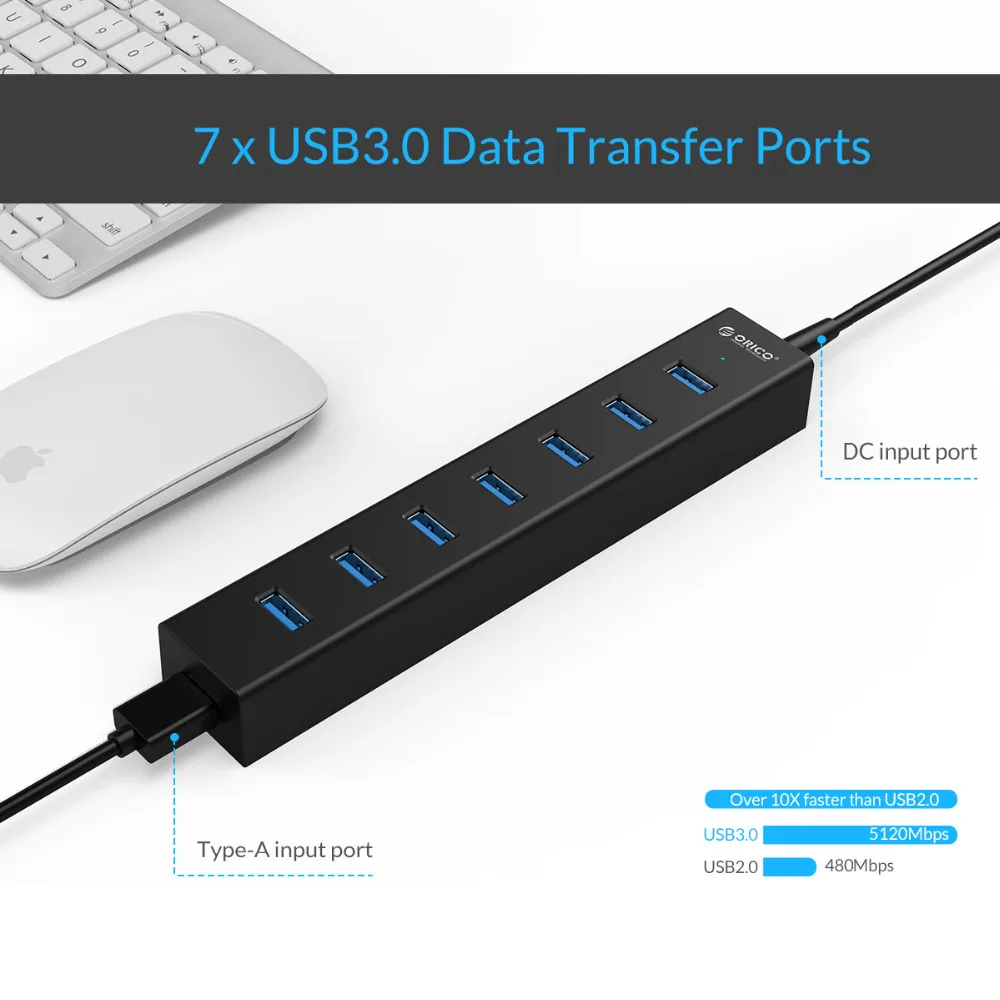 Высокоскоростной Концентратор ORICO H7013 с 7 портами USB 3 0 портативный Настольный usb
