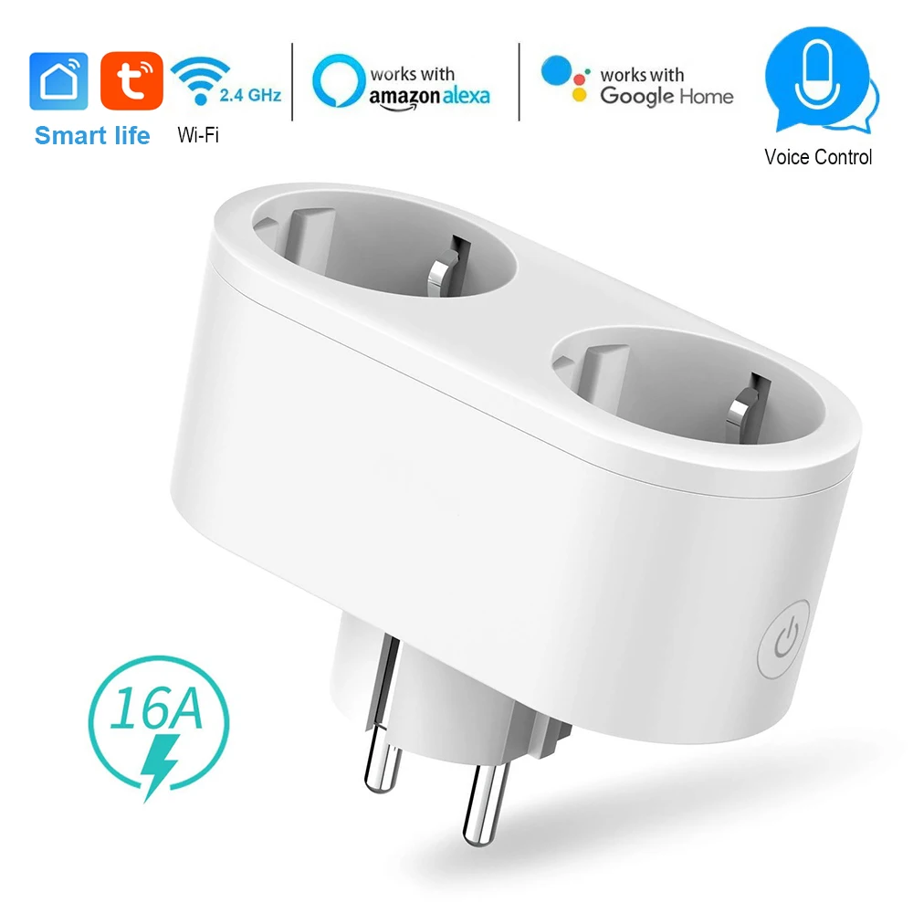Новый европейский стандарт с двумя отверстиями Wi Fi умная розетка 16A версия замера