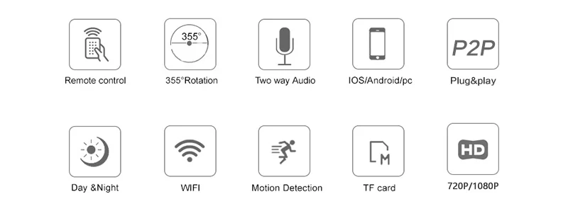 KONLEN WI-FI Облако IP Камера 1080P 720P HD автоматическое слежение за Беспроводной домашнего видеонаблюдения няня чувствительноу устройству функции панорамирования, наклона и инфракрасный P2P SD карты