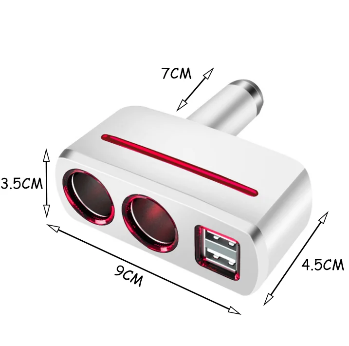 12 В-24 В автомобильный разветвитель прикуривателя Plug светодиодный USB Зарядное
