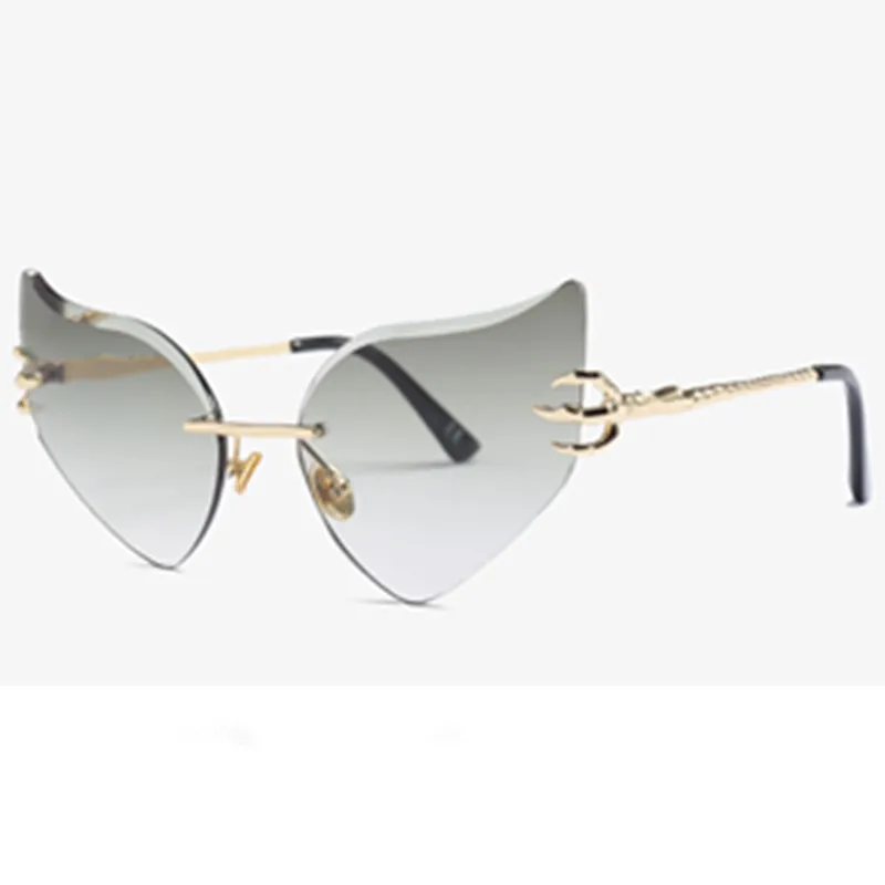 Emosnia, без оправы, кошачий глаз, солнцезащитные очки, Modis Oculos Feminino, крылья ангела, оттенки, Роскошные, солнцезащитные очки для женщин, фирменный дизайн - Цвет линз: C3 Green