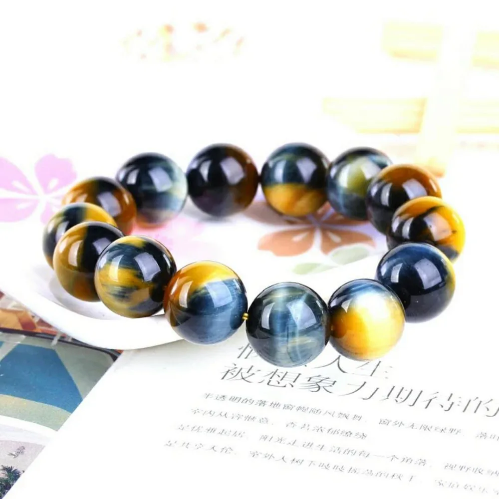Natural Gold Blue Tiger's Eye Gemstone Round Beads Brazil Crystal Stretch For Man Woman Bracelets 10mm 12mm 14mm 16mm 18mm AAAAA |