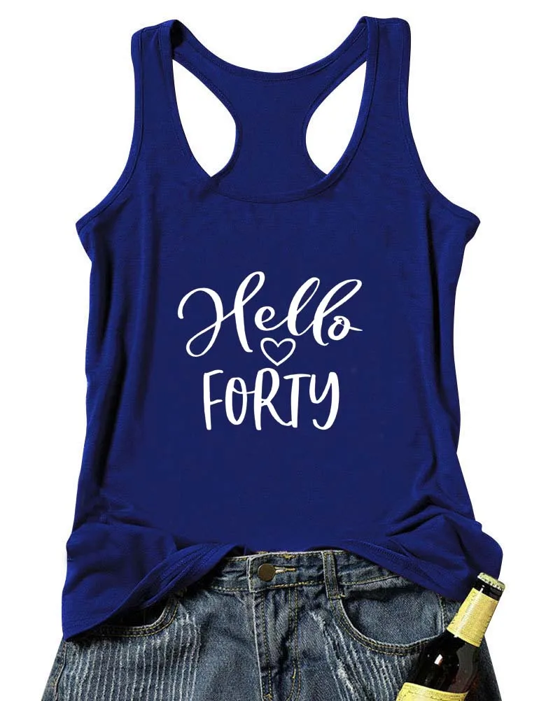 Жилет Hello Forty Графический Летний Забавный Повседневный женский топ на бретелях