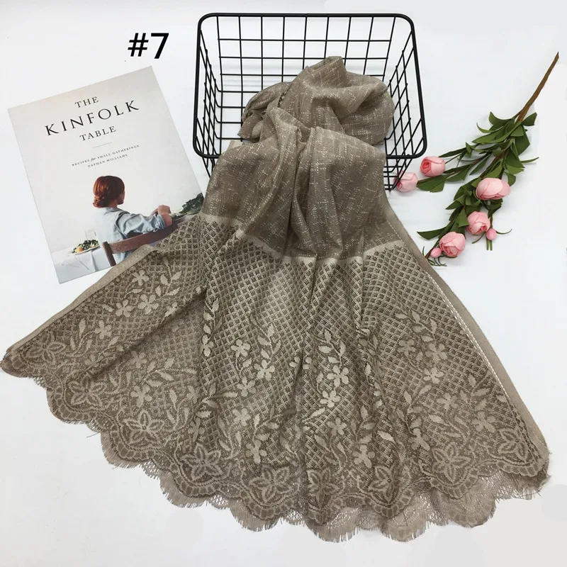 Number 7 color 1 шт. высокое качество кружева шарфы крест принт красивый простой хиджаб мягкий пэчворк хлопок женские шарфы Необычные Кружева - Цвет: Number 7 color