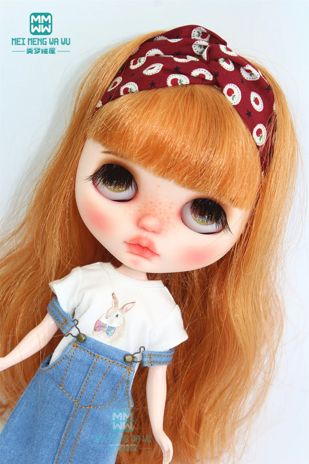 Одежда для кукол модная футболка с кроликом джинсовое платье на бретельках Blyth