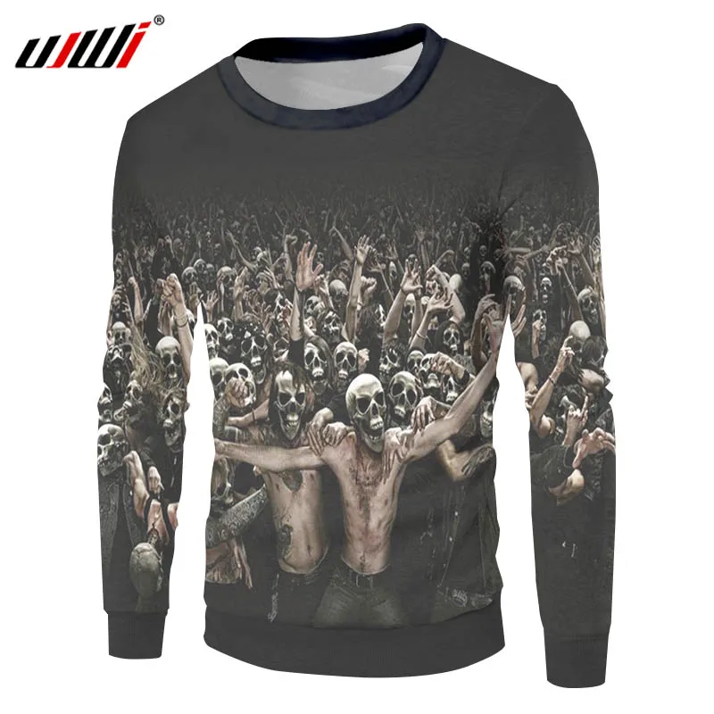 

UJWI Новое поступление Забавный свитшот с черным черепом Crazy вечерние толстовки унисекс повседневные уличные рубашки с длинным рукавом на зи...