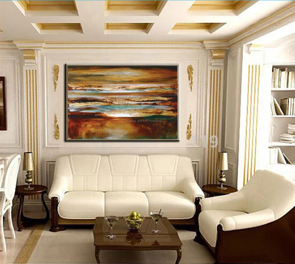 

DaFen Artists Handpainted Oil Painting On Canvas Abstract Beach Landscape Home Decor Wall Picture For Room Decor Paintings