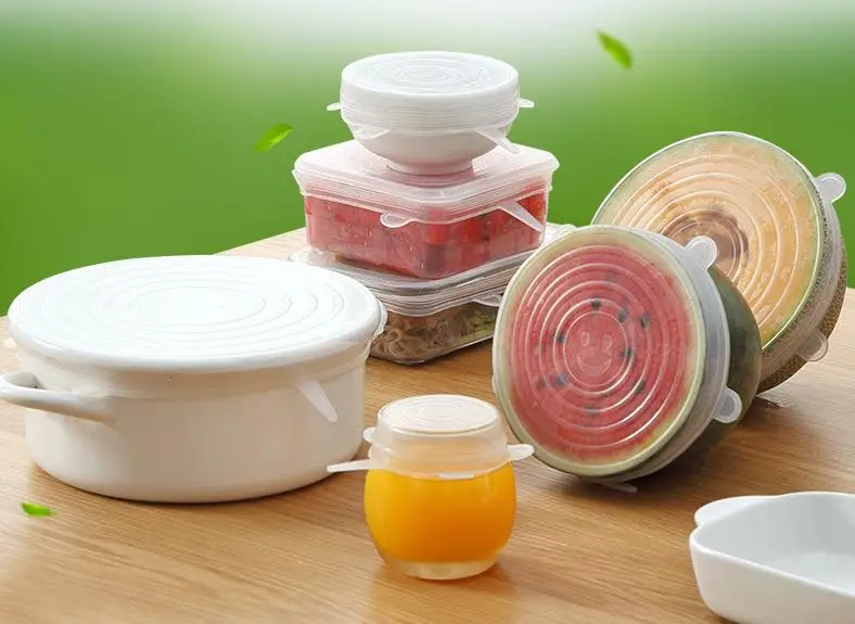 200 набор 6 шт./компл. многоразовые силиконовые крышки для пищевых продуктов