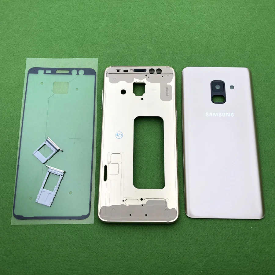 Для Samsung Galaxy A8 A530 A530F средняя передняя рамка полный корпус задний корпус под светодиод рамка Задняя стеклянная крышка чехол Дверь