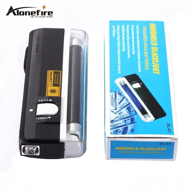 Alonefire QUALITY GOODS Handheld UV Leak Money Detector uv light bank note test currency White LED flashlight torch AA battery