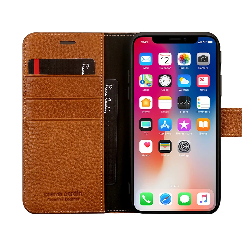 Чехол-Кошелек Pierre Cardin для iPhone X 10 роскошный оригинальный чехол-книжка из