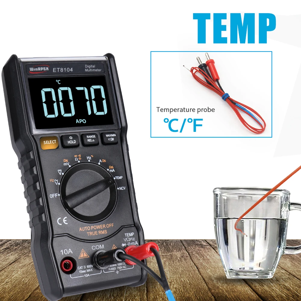 Цифровой мультиметр WinAPEX ET8104 портативный автомобильный измеритель напряжения и