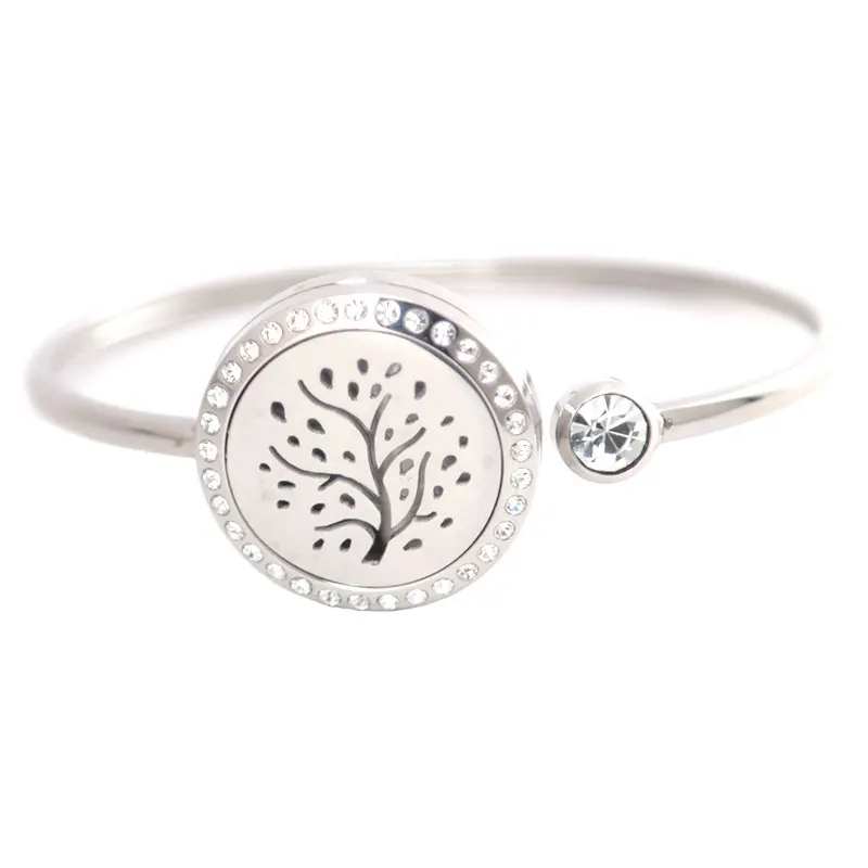 25 мм магнитный браслет из нержавеющей стали с кристаллами для ароматерапии на