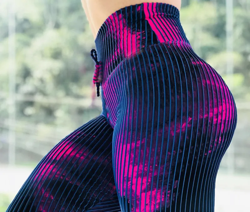 Женские леггинсы с принтом эластичные эффектом пуш-ап для фитнеса высокой талией