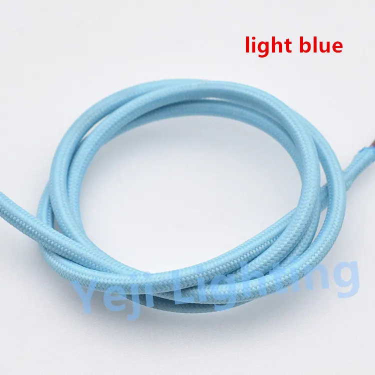 light blue Яркий кабель в оплетке Ретро подвесной провод двухъядерный Эдисон Ретро лампочки шнур 0,75 мм электрические провода потолок Роза навес - Цвет: light blue