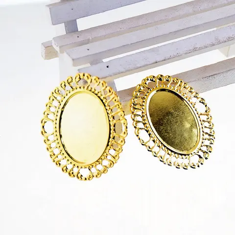 Позолоченные филигранные застежки для кабошонов, 10 шт