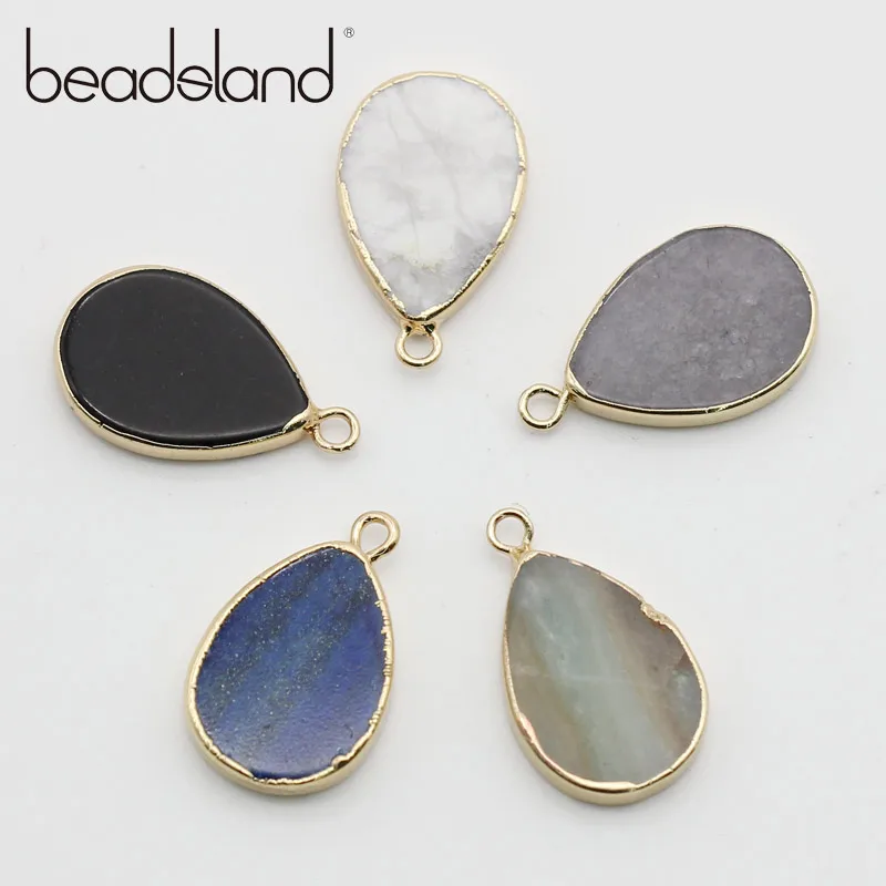 Beadsland Маленькая подвеска из натурального камня полудрагоценная КАПЛЕВИДНАЯ с