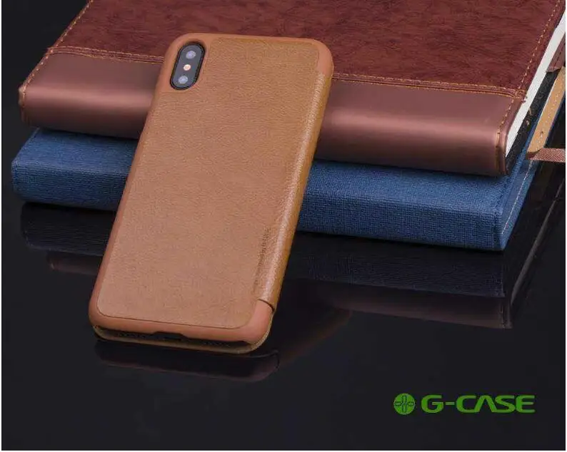 BROWN Чехол для iphone X из натуральной Бизнес кожи Флип бренд Роскошный чехол кошелек карта чехол для iphone X 5," чехол Подарок - Цвет: BROWN