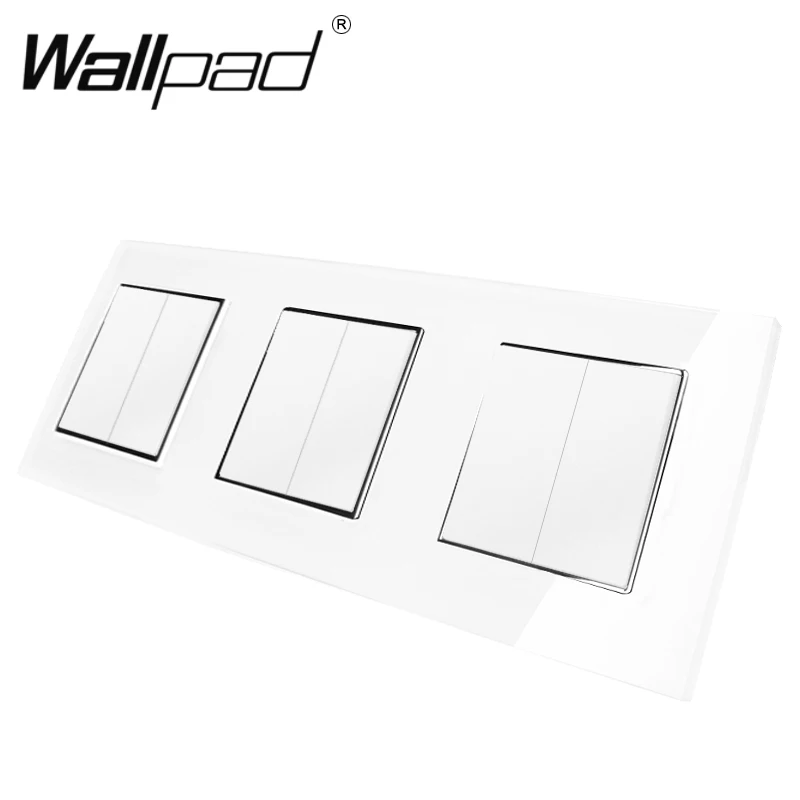 Triple 2 Gang 3 Gang рамка профиль ЕС Стандартный Wallpad черный Стекло кнопочный светильник Мощность переключатель 3 шт. 1 gang 2 позиционный переключатель с когтями - Цвет: Triple 2 Gang