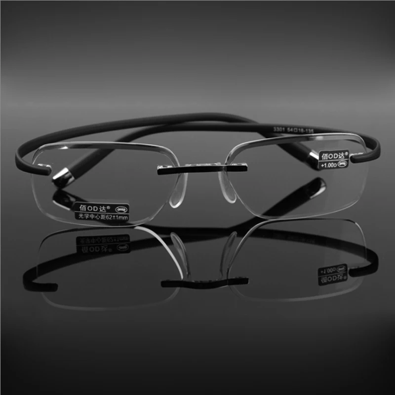 

Men's business TR90 resin reading glasses ultra light frameless trimming anti-fall anti-bending reading glasses