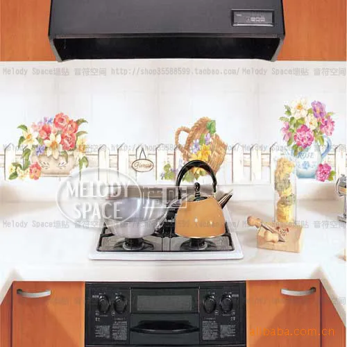 PVC стены наклейки кухня пастырской стиль обои РОЗА-Плитка наклейки-стикеры LD822AB |