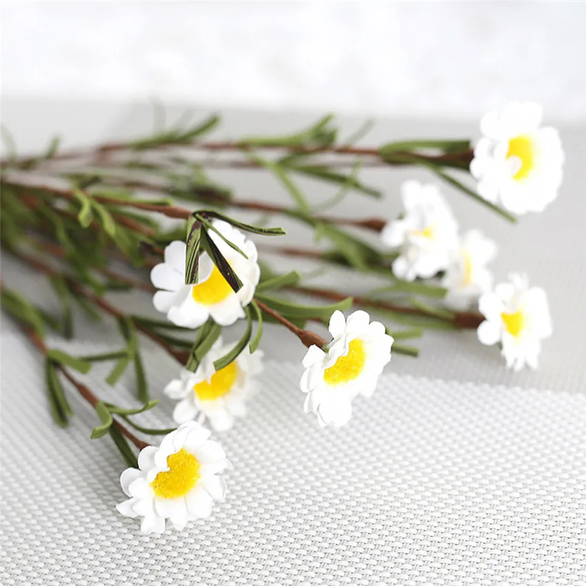 11.11 High Quality 8 Heads Artificial Silk Fake Flowers Leaf Daisy Wedding Floral Decor Bouquet | Дом и сад