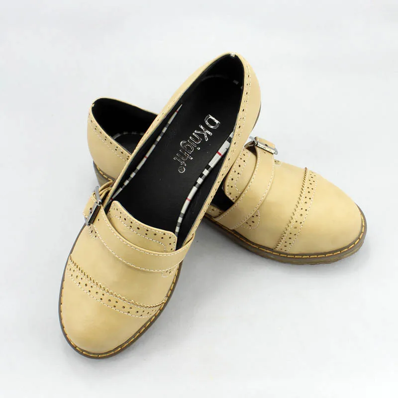 Дамы Повседневное Slip-On плоские легкие кожаные туфли Винтаж круглый носок с