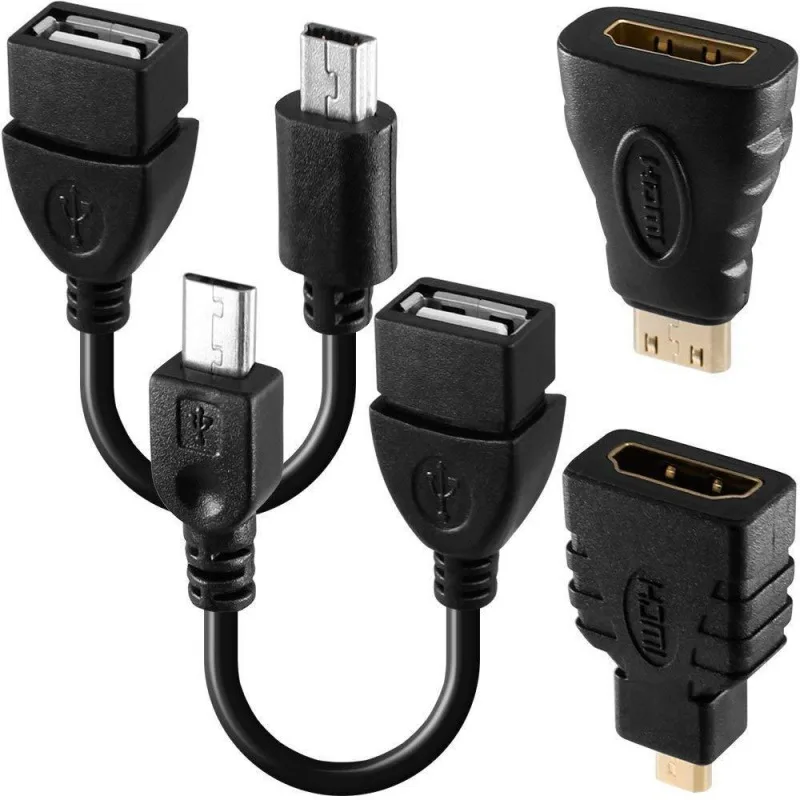 Набор адаптеров для планшетного кабеля Android micro Usb Otg Mini Hdmi Female To Micro Male hdmi enabled Devices