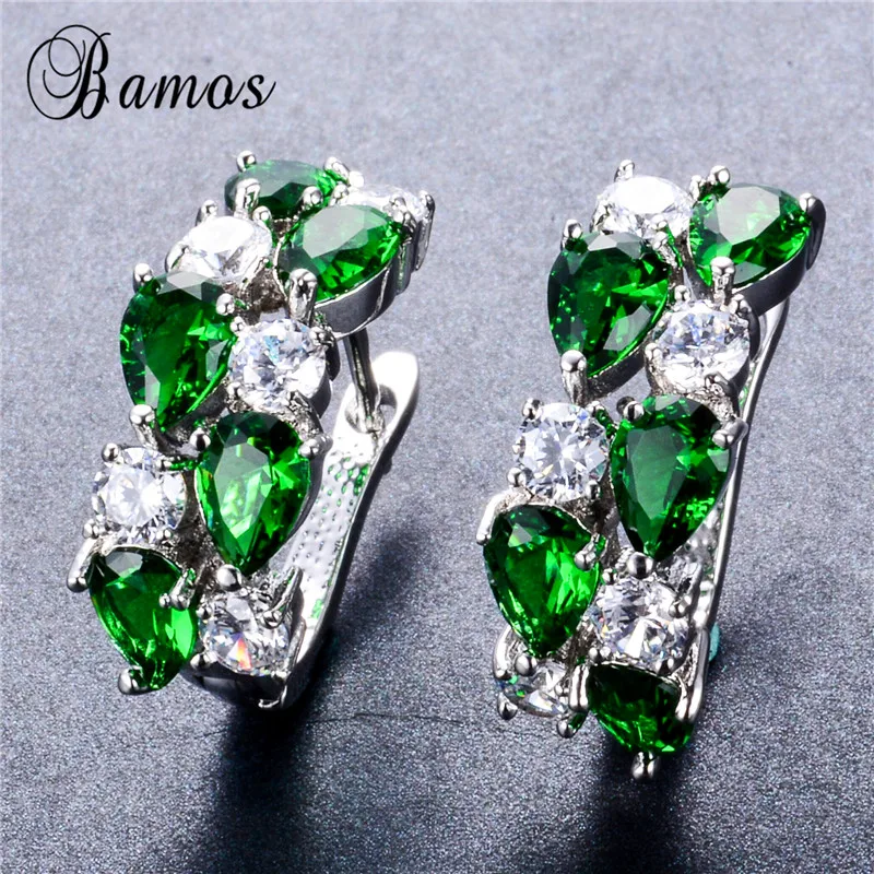 Bamos богемные розовые/белые/синие/красные/зеленые серьги, роскошные белые золотые AAA серьги-кольца с цирконом для женщин, ювелирные изделия для любви, подарки