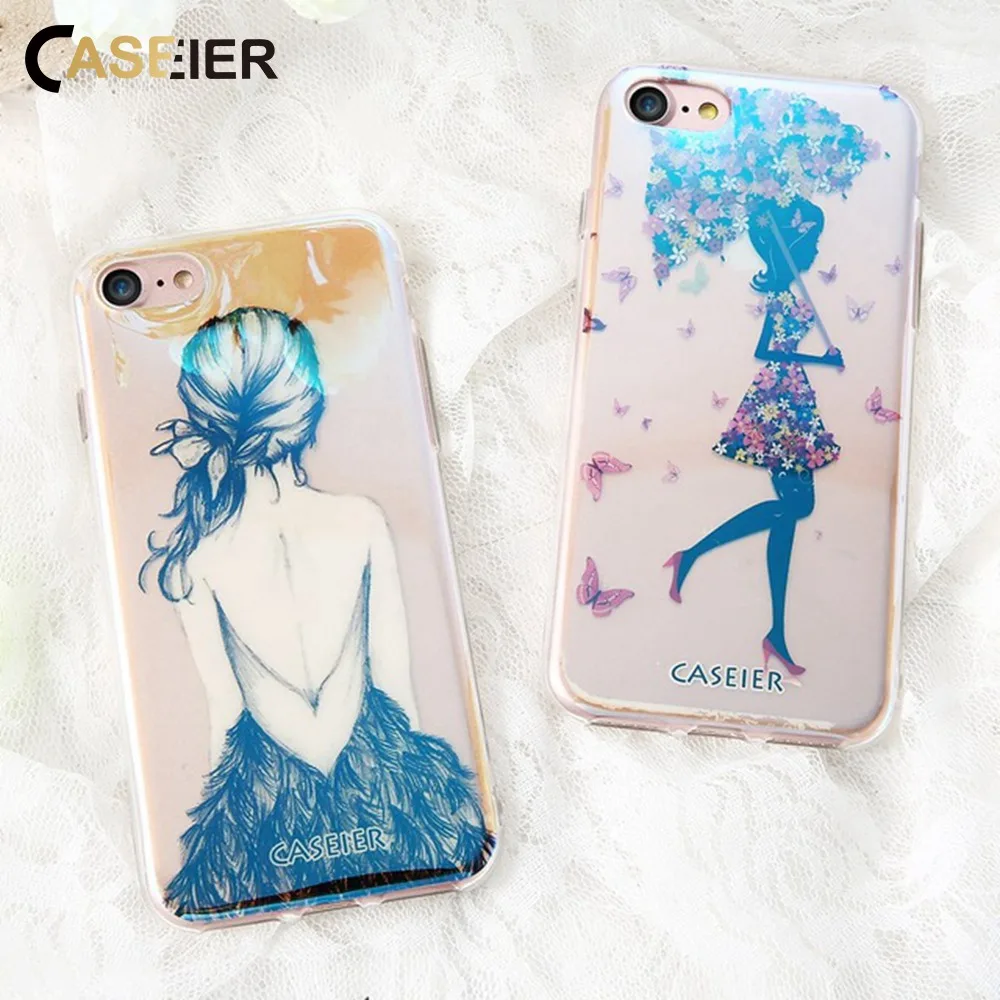 CASEIER Blue Ray Soft Clear Case For iPhone 7 8 Silicone Phone Cases Plus Cover Shell Accessories Capas |