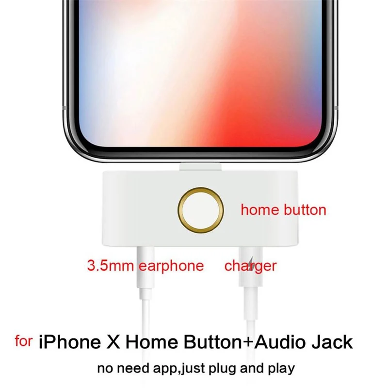 Модный 3 в 1 телефонный аксессуар адаптер для iPhone X 8 plus 7 10 внешняя домашняя кнопка