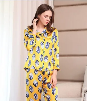 Meitamemann new silk pyjamas female autumn two-piece suit with 100% mulberry silk pajamas