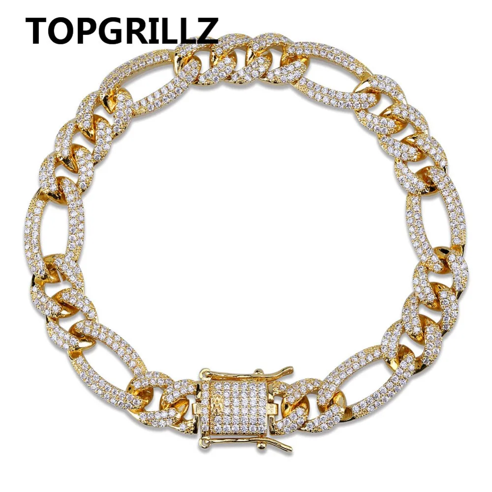 TOPGRILLZ золотой серебряный цвет кубический циркон кубинская цепочка звено браслет