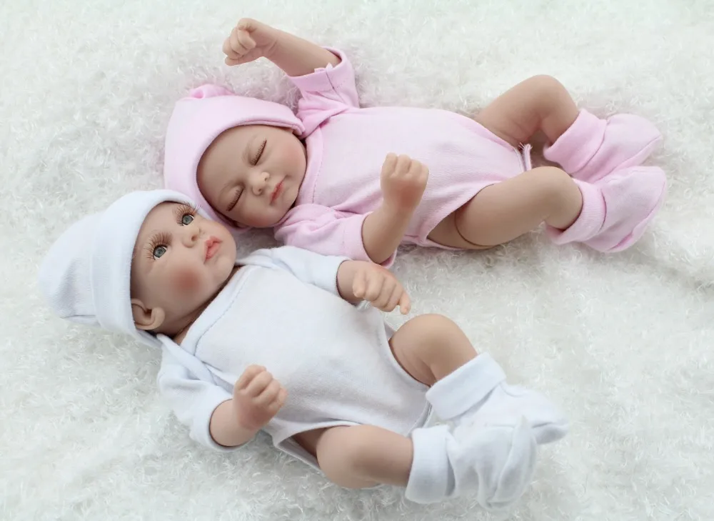 NPKDOLL 10 дюймов мини новорожденный детский игровой домик игрушки Полное виниловое тело куклы Reborn Baby Twins куклы для детей игрушки для девочек
