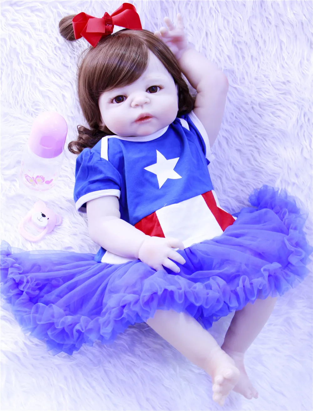 

DollMai 22"55cm full silicone reborn baby girl dolls real cute newborn baby dolls for children bebe gift reborn bonecas