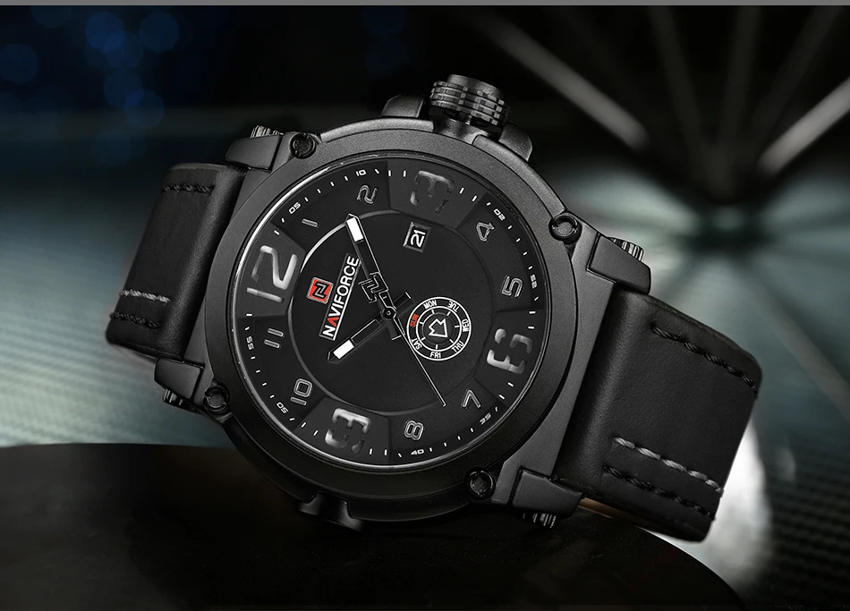 Мужские часы NAVIFORCE Топ люксовый бренд мужские кожаные часы Мужские Аналоговые кварцевые часы водонепроницаемые спортивные армейские военные наручные часы
