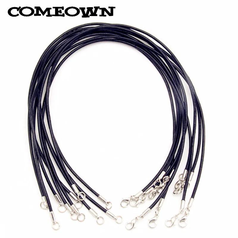 COMEOWN 10 шт. черный 2 мм 12 &quot 30&quot Натуральная кожа ожерелье шнур/веревка с застежкой