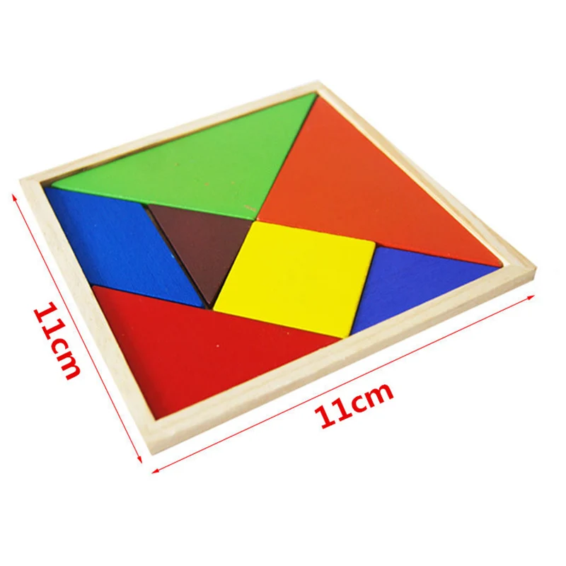 Новая деревянная головоломка Tangram из 7 штук цветная квадратная IQ умное развитие